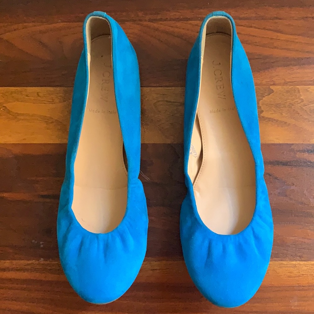 J Crew turquoise suede flats sz 8.5